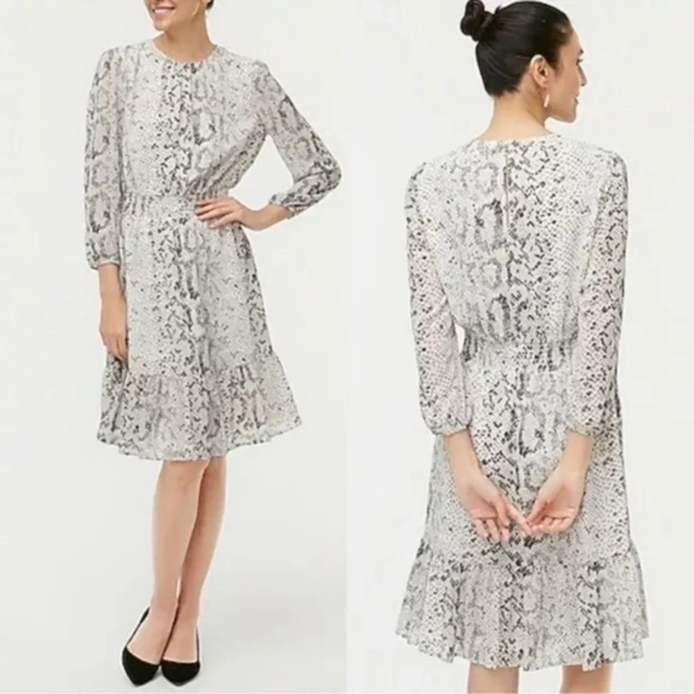 J Crew Cinched Waist Snakeskin Print Dress size Small